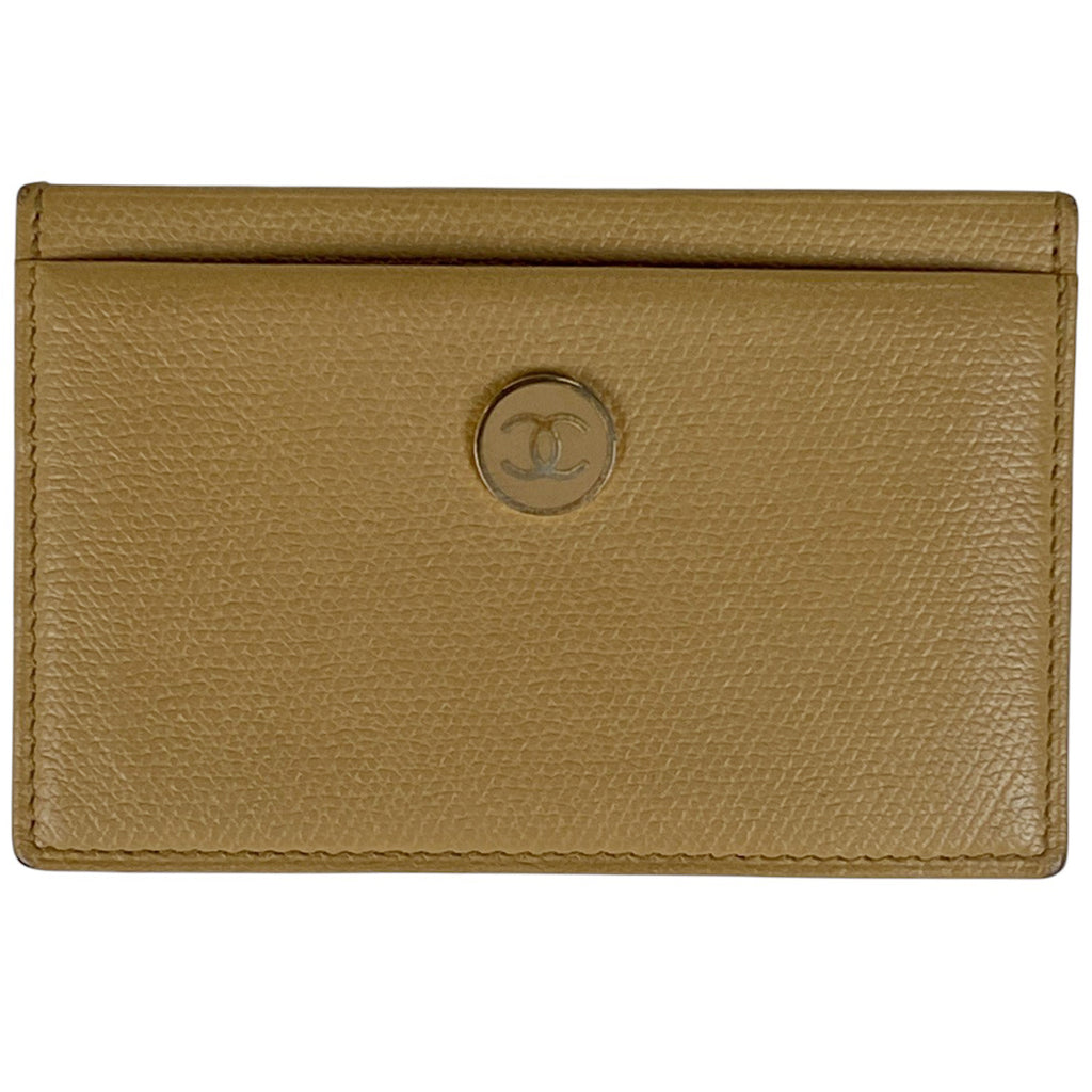 シャネル ココボタン カードケース ココマーク カード入れ カードケース レザー ベージュ レディース 【中古】brbag