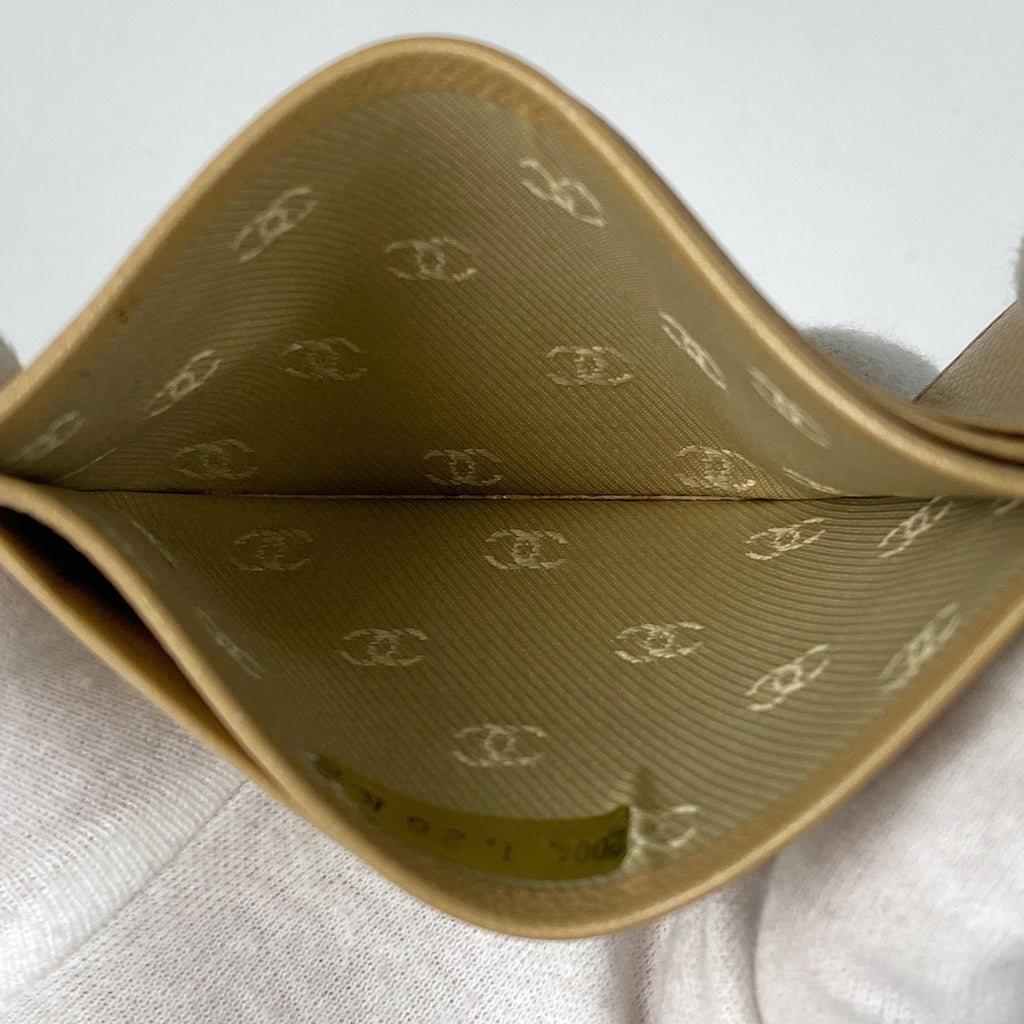 シャネル ココボタン カードケース ココマーク カード入れ カードケース レザー ベージュ レディース 【中古】brbag