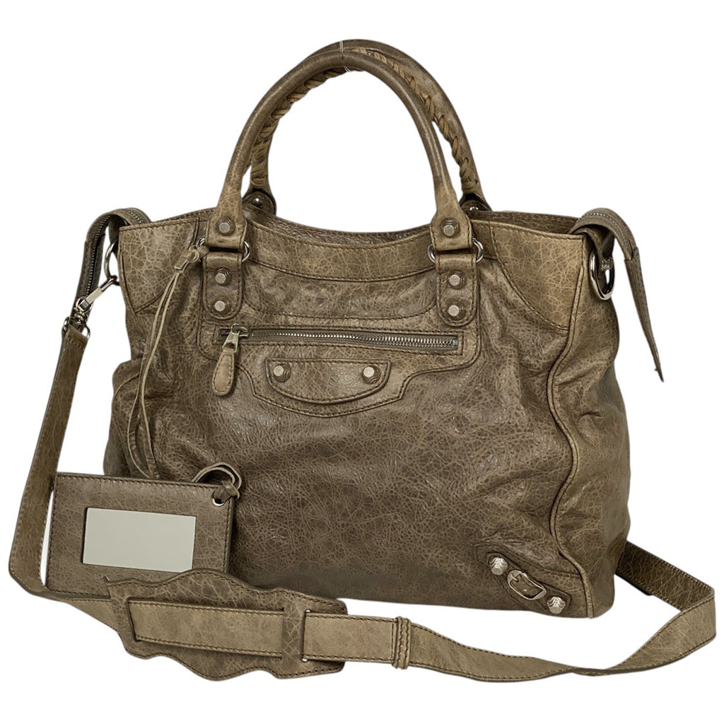 バレンシアガ ザ ジャイアント ヴェロ ハンドバッグ 2WAY ショルダーバッグ ハンドバッグ レザー ベージュ 282010 レディース 【中古】brbag