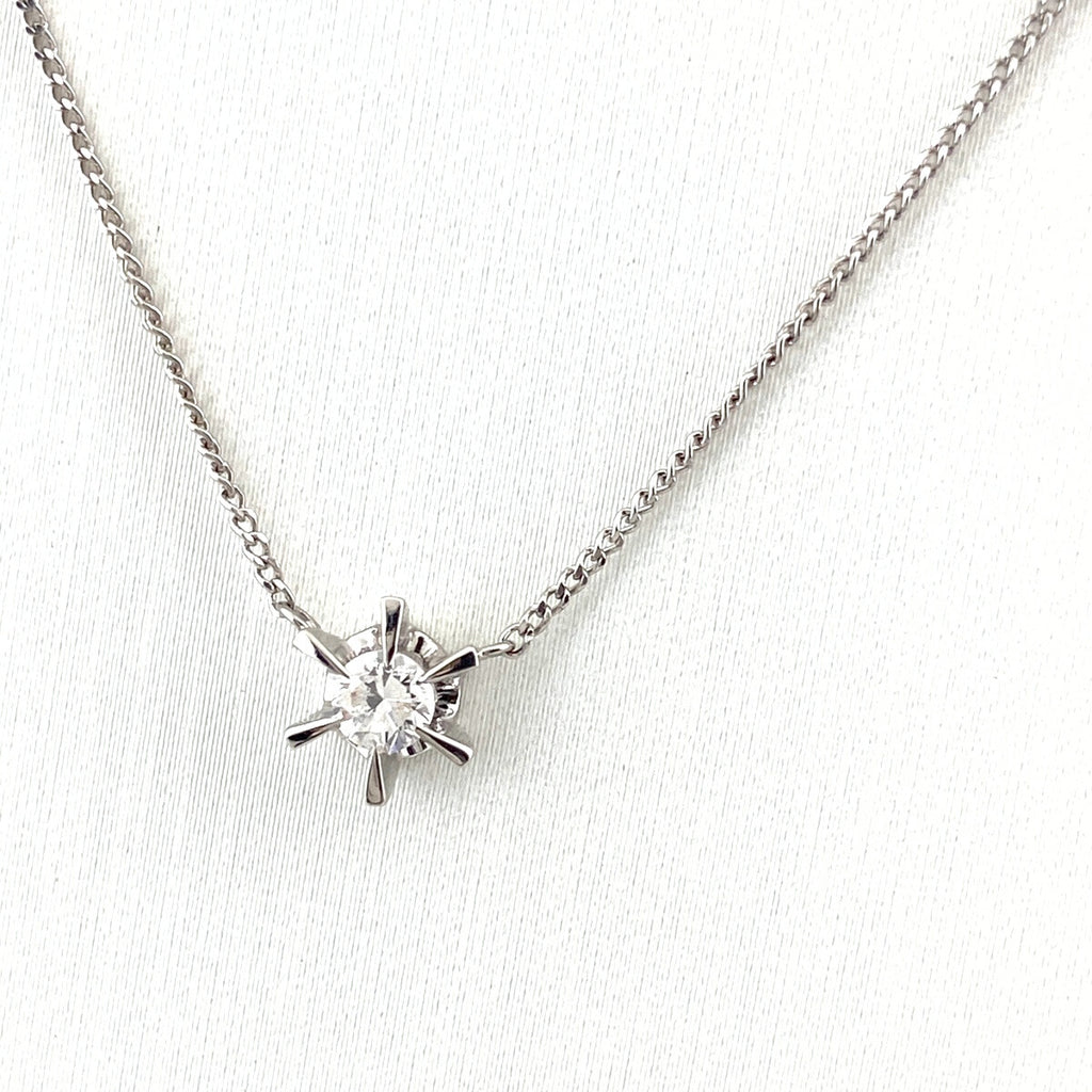 ダイヤモンド デザインネックレス プラチナ ペンダント ネックレス Pt900 Pt850 ダイヤモンド レディース 【中古】nbjwl