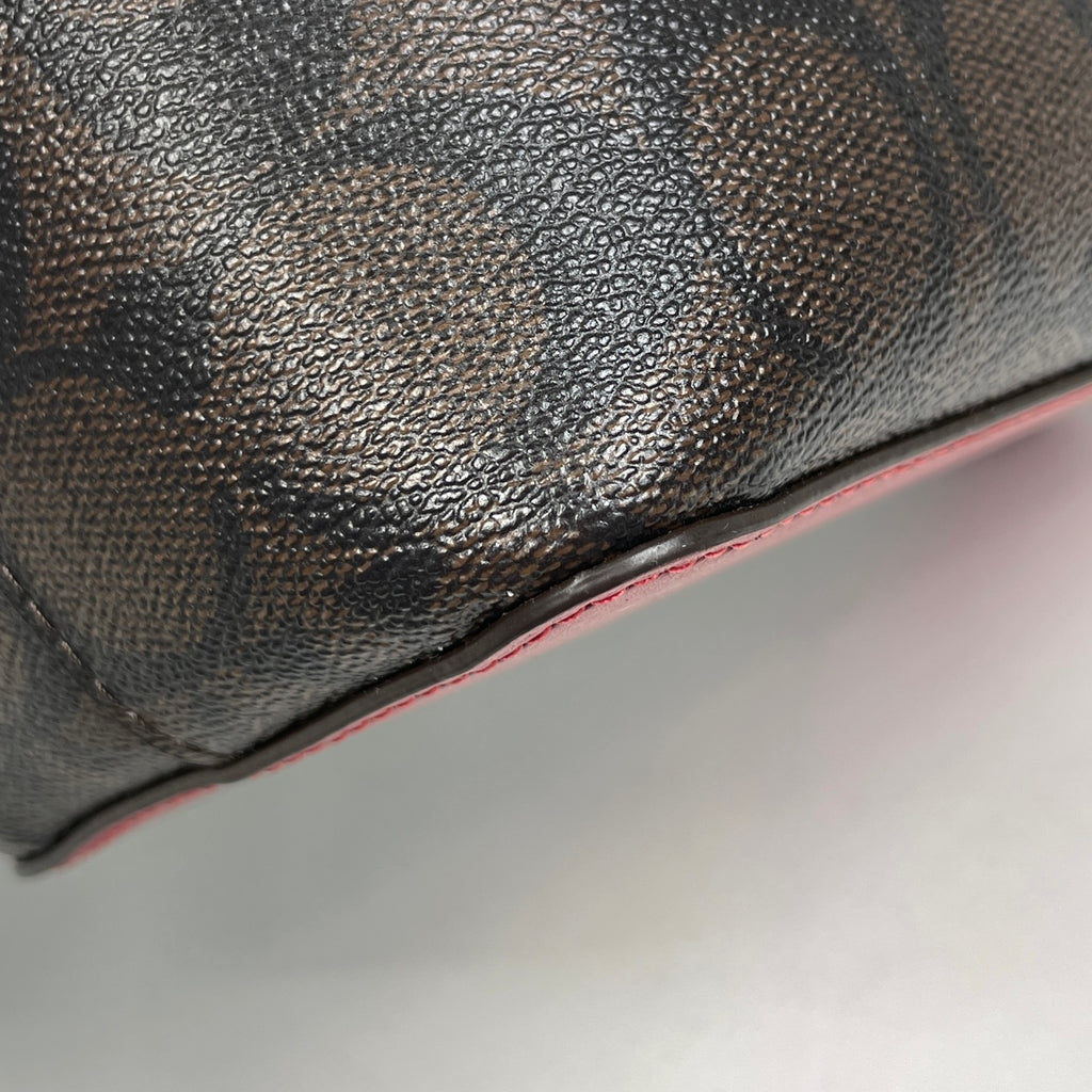 コーチ シグネチャー ハンドバッグ スモール タウン バケット 2WAY ショルダーバッグ ハンドバッグ コーティングキャンバス ブラウン レッド 2312 レディース 【中古】brbag