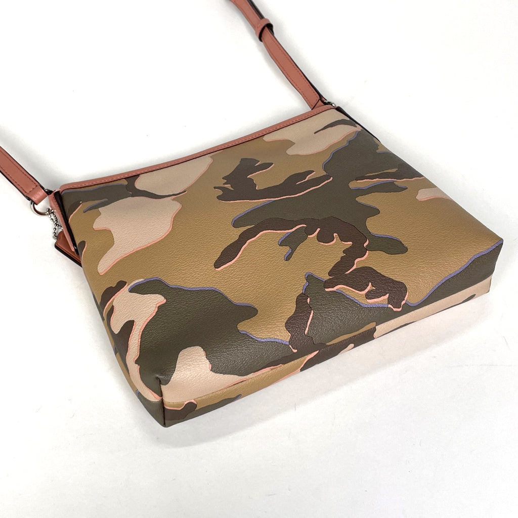 コーチ ロゴ ショルダーバッグ カモフラージュ 迷彩 ショルダーバッグ コーティングキャンバス ベージュ サーモンピンク F35440 レディース 【中古】brbag