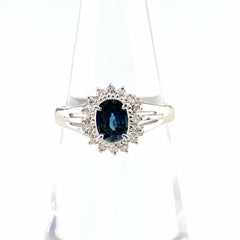 サファイア デザインリング プラチナ メレダイヤ 指輪 リング 11号 Pt900 サファイア ダイヤモンド レディース 【中古】nbjwl