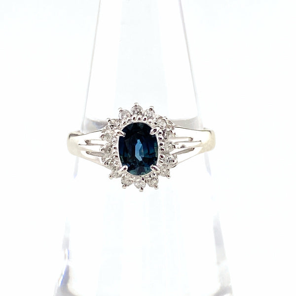 バイセル公式】サファイア デザインリング プラチナ メレダイヤ 指輪