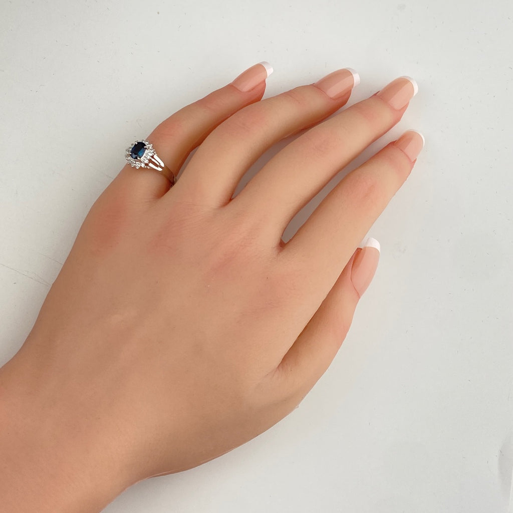 サファイア デザインリング プラチナ メレダイヤ 指輪 リング 11号 Pt900 サファイア ダイヤモンド レディース 【中古】nbjwl