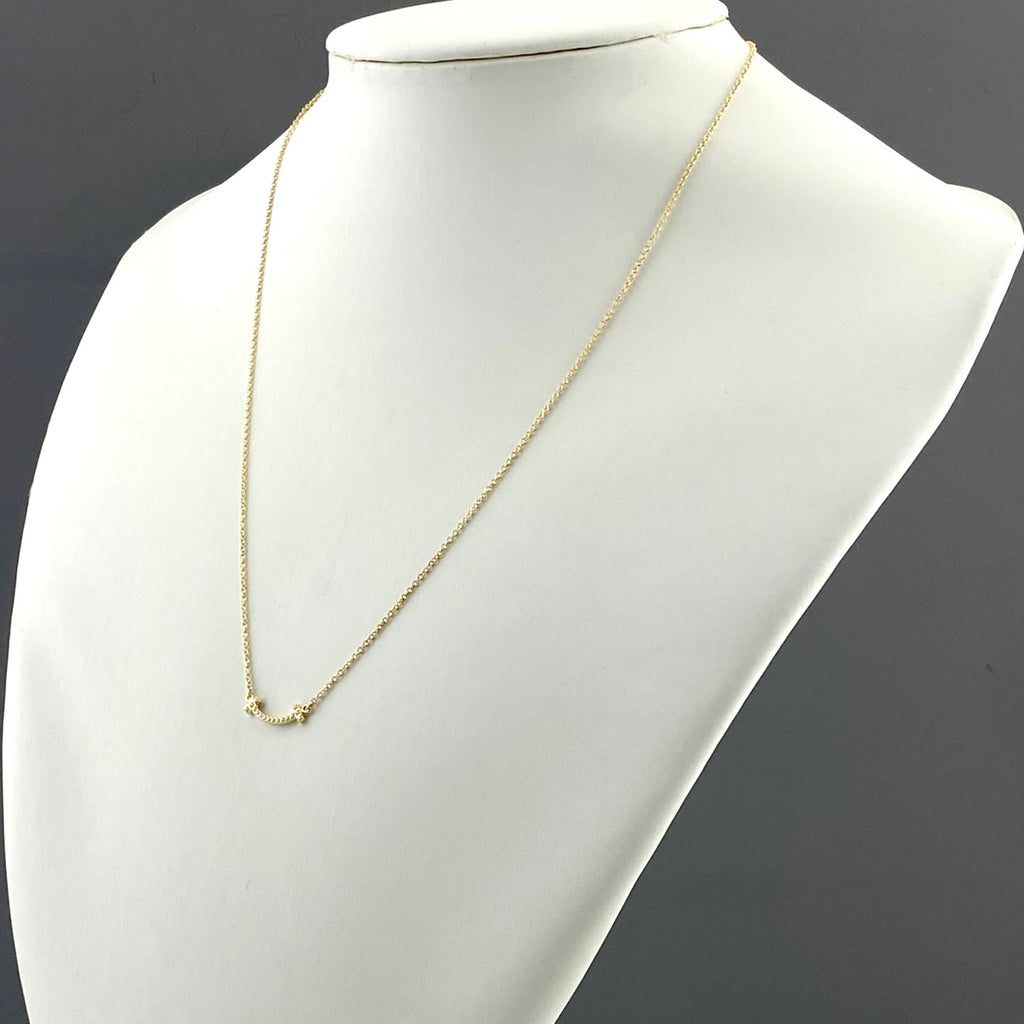 ティファニー T スマイル ネックレス YG イエローゴールド ペンダント メレダイヤ ネックレス 750 ダイヤモンド レディース 【中古】brjwl