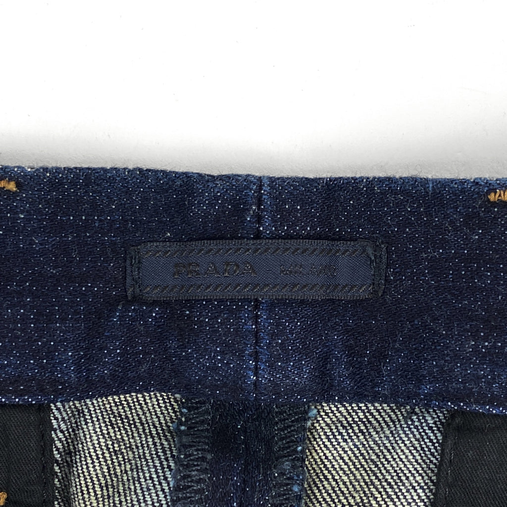 プラダ ロゴ デニムパンツ タイトフィット ボトムス デニムパンツ コットン ポリウレタン インディゴブルー レディース 【中古】brapp