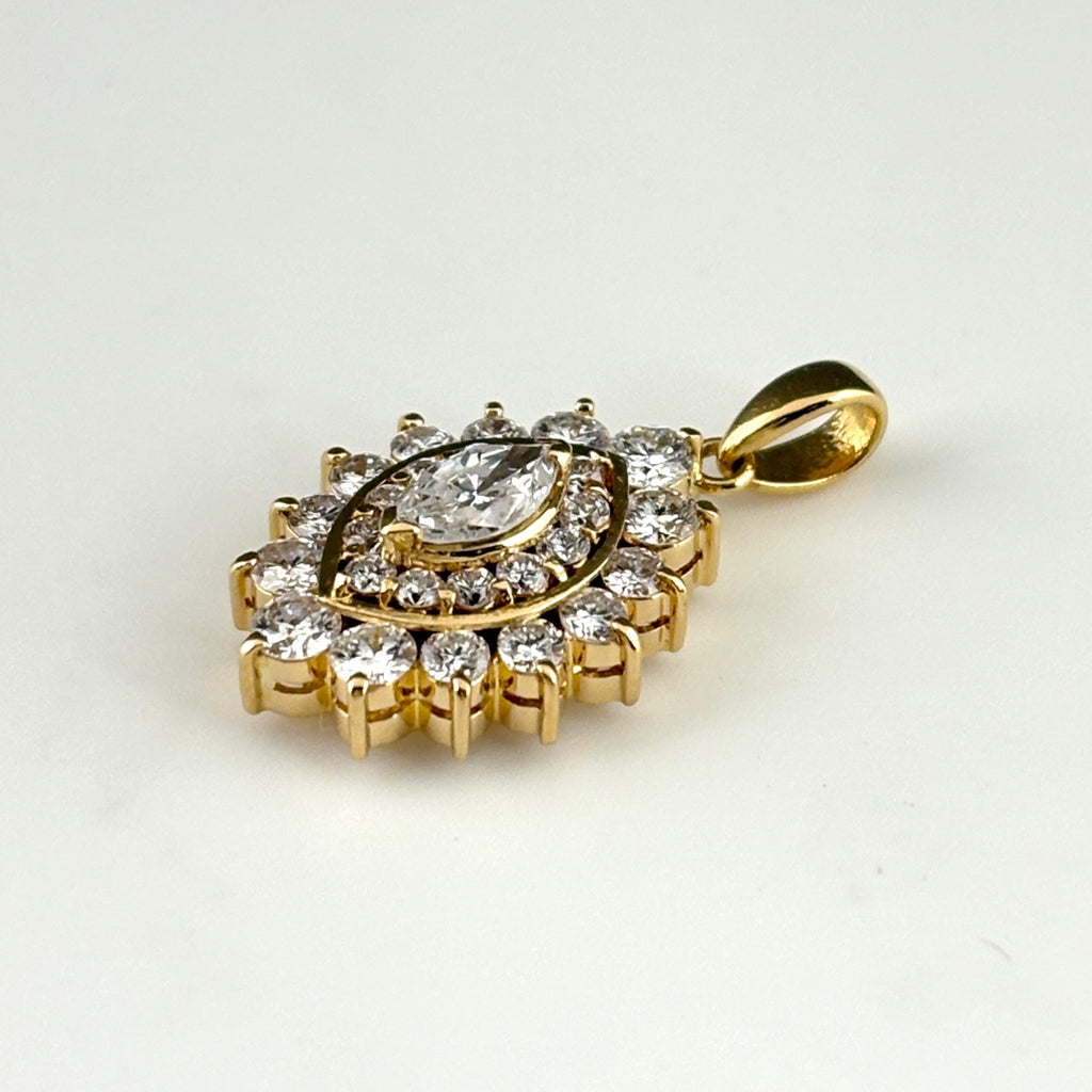 メレダイヤ デザインペンダントトップ YG イエローゴールド ペンダントトップ K18 ダイヤモンド レディース 【中古】nbjwl