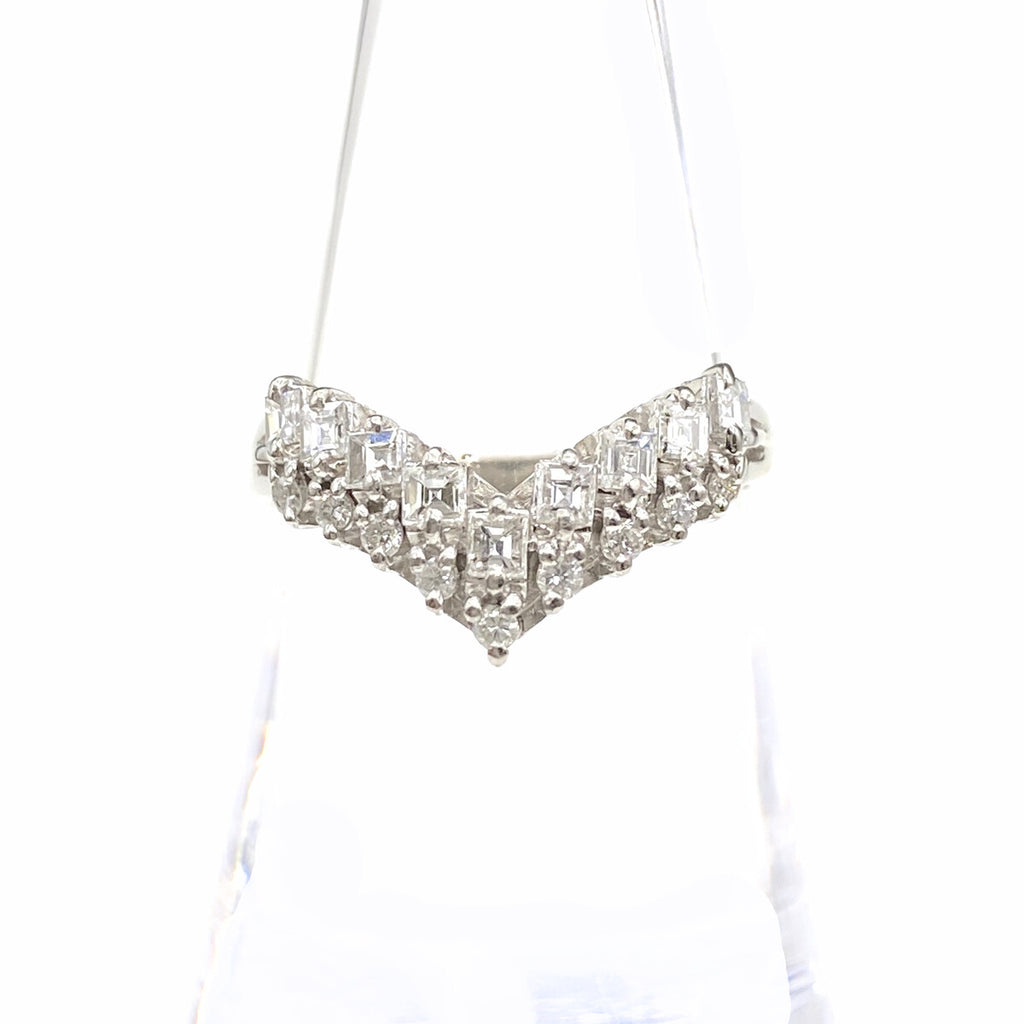 メレダイヤ デザインリング プラチナ 指輪 リング 15号 Pt900 ダイヤモンド レディース 【中古】nbjwl