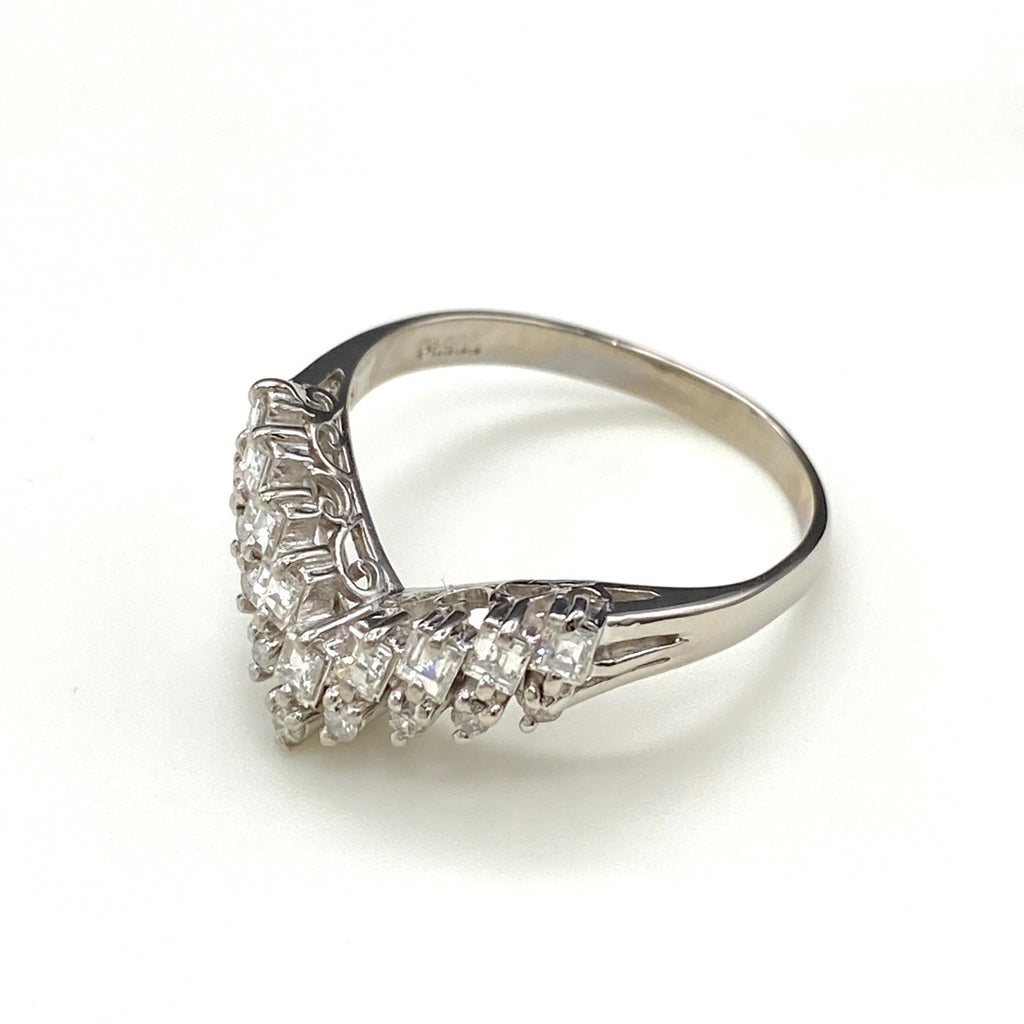 メレダイヤ デザインリング プラチナ 指輪 リング 15号 Pt900 ダイヤモンド レディース 【中古】nbjwl