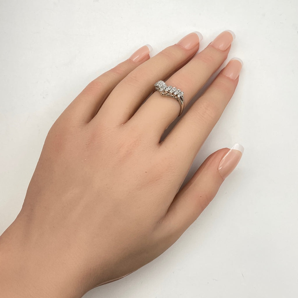 メレダイヤ デザインリング プラチナ 指輪 リング 15号 Pt900 ダイヤモンド レディース 【中古】nbjwl