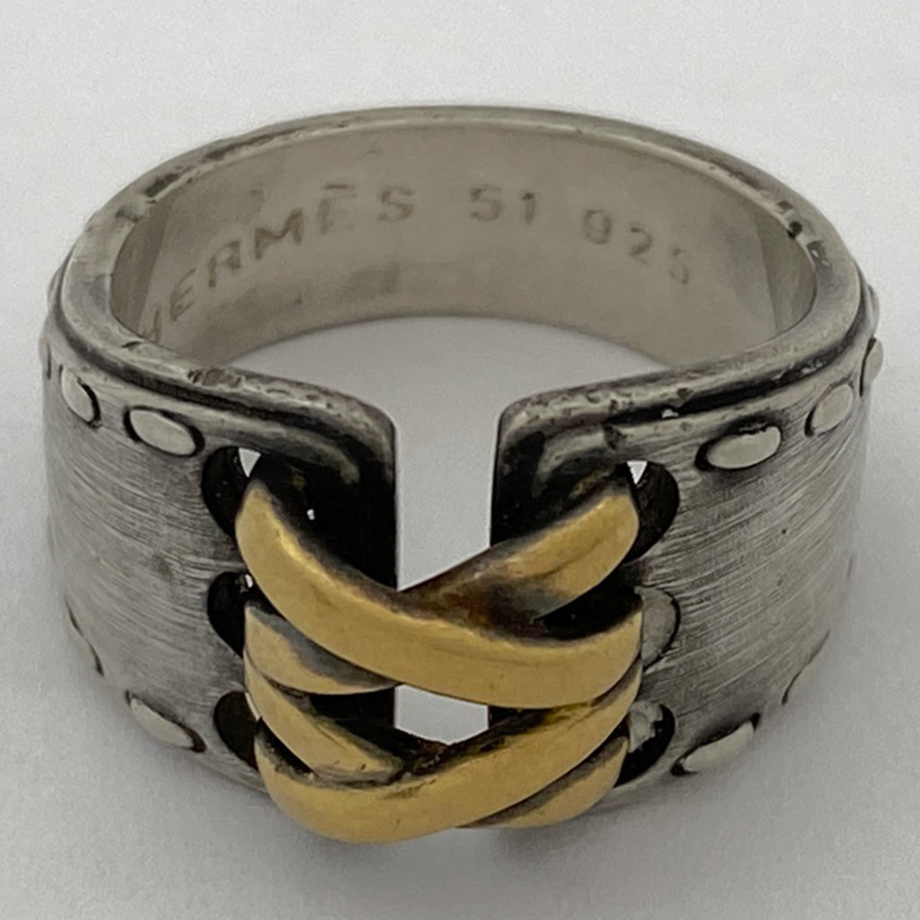 エルメス メキシコ リング 指輪 リング 9号 シルバー925 シルバー ゴールド レディース 【中古】bracc