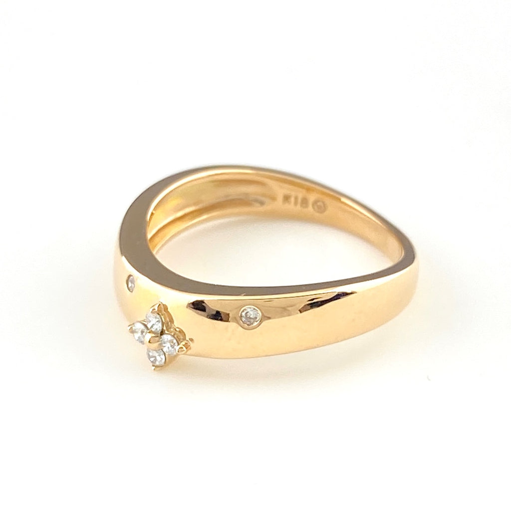 ヴァンドーム青山 フラワーモチーフ デザインリング PG ピンクゴールド 指輪 メレダイヤ 花 リング 8.5号 K18 ダイヤモンド レディース 【中古】brjwl