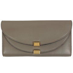 クロエ ジョージア 二つ折り 長財布 ロゴ ダブルフラップ 長財布 レザー グレージュ 3P0284 レディース 【中古】brbag