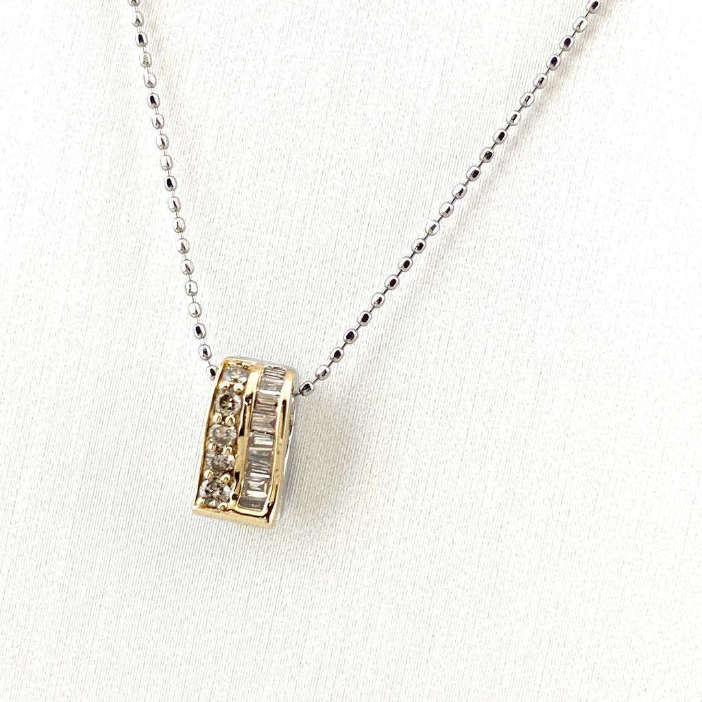 GSTV メレダイヤ デザインネックレス プラチナ YG イエローゴールド ペンダント トリートメントダイヤ ネックレス Pt850 K18 ダイヤモンド レディース 【中古】brjwl