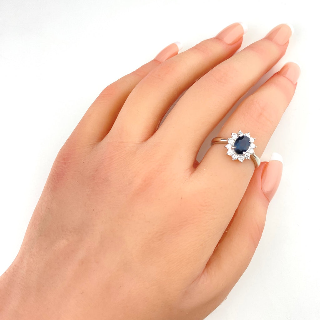 【状態良好】 サファイア リング プラチナ 指輪 メレダイヤ 13号 Pt900 ダイヤモンド レディース 【中古】nbjwl