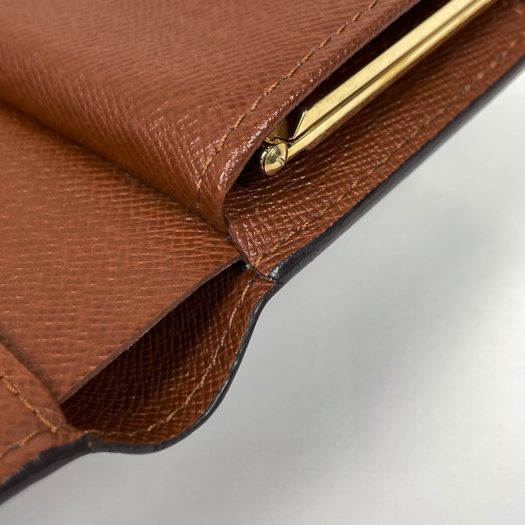 ルイ・ヴィトン ポルト モネ ビエ ヴィエノワ 札入れ 小銭入れ がま口 二つ折り財布 モノグラム ブラウン M61663 レディース 【中古】brbag