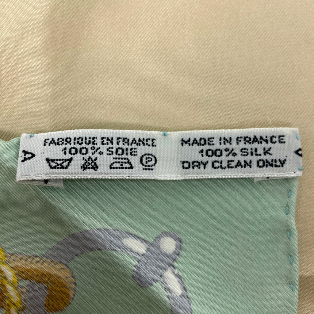 エルメス カレ 90 CHATEAUX D‘ARRIERE 艫飾り スカーフ シルク グリーン マルチカラー レディース 【中古】brbag