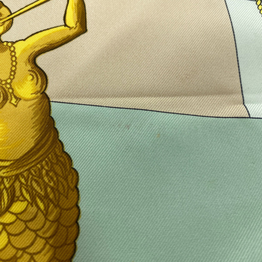 エルメス カレ 90 CHATEAUX D‘ARRIERE 艫飾り スカーフ シルク グリーン マルチカラー レディース 【中古】brbag