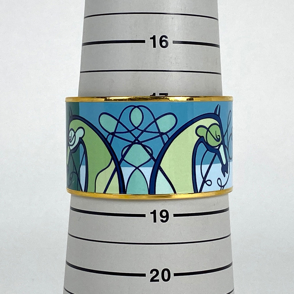 エルメス エマイユ TGM 腕輪 七宝焼き バングル GP ゴールド ブルー グリーン レディース 【中古】bracc