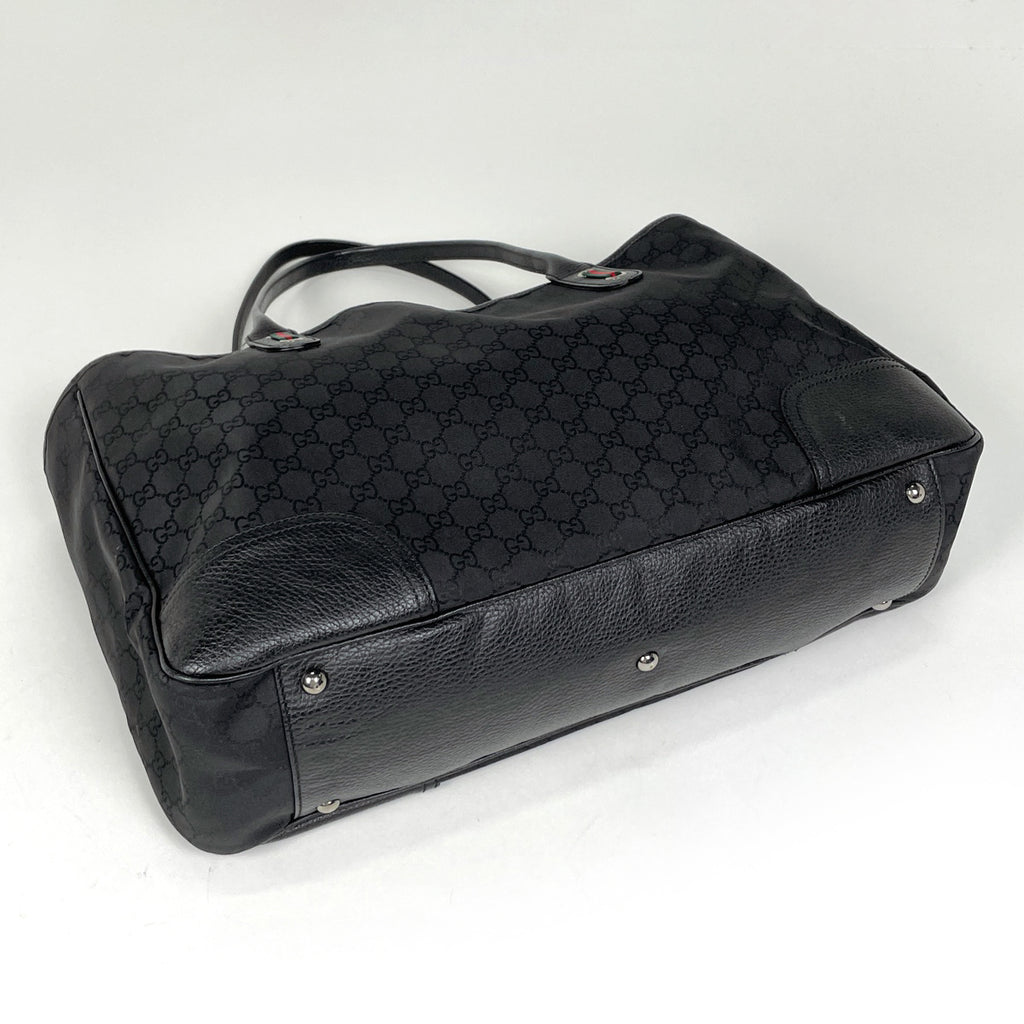 グッチ GG柄 トートバッグ ショルダーバッグ シェリーライン ウェブ トートバッグ ナイロン ブラック 293589 レディース 【中古】brbag