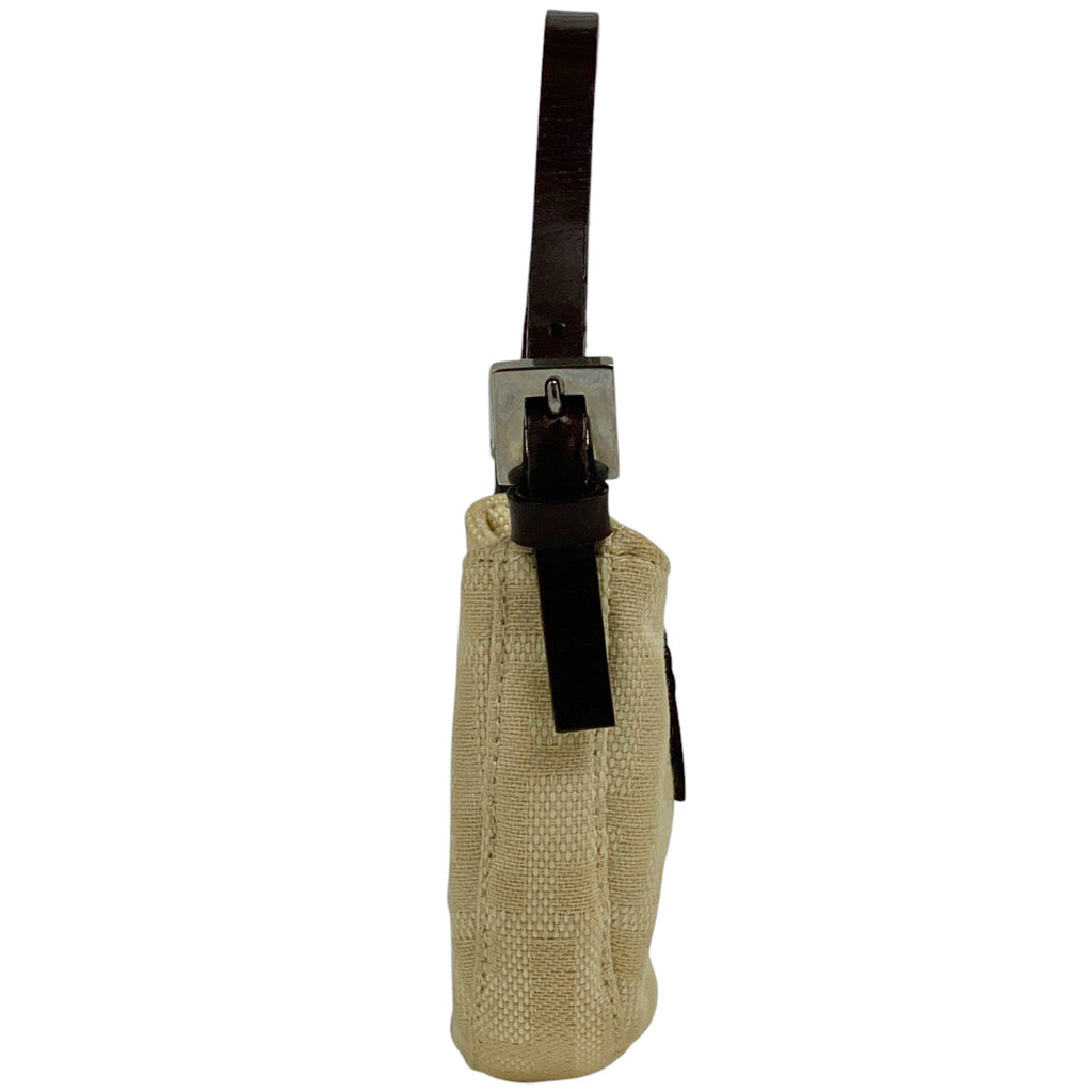 フェンディ ズッカ柄 ミニポーチ ハンドバッグ アクセサリーポーチ キャンバス ベージュ ブラウン 26673 レディース 【中古】brbag