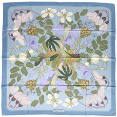 エルメス カレ 90 Flora Graeca ギリシャの花 スカーフ シルク ブルー マルチカラー レディース 【中古】brbag