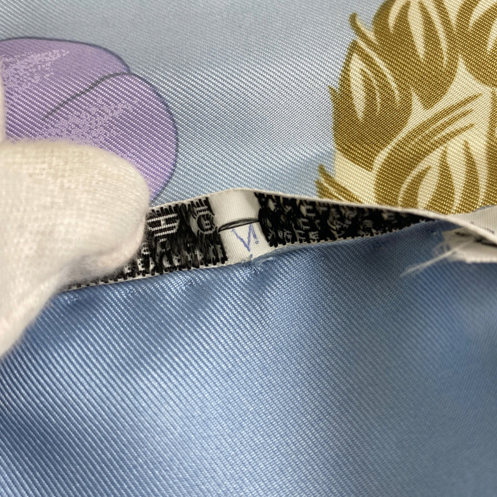 エルメス カレ 90 Flora Graeca ギリシャの花 スカーフ シルク ブルー マルチカラー レディース 【中古】brbag