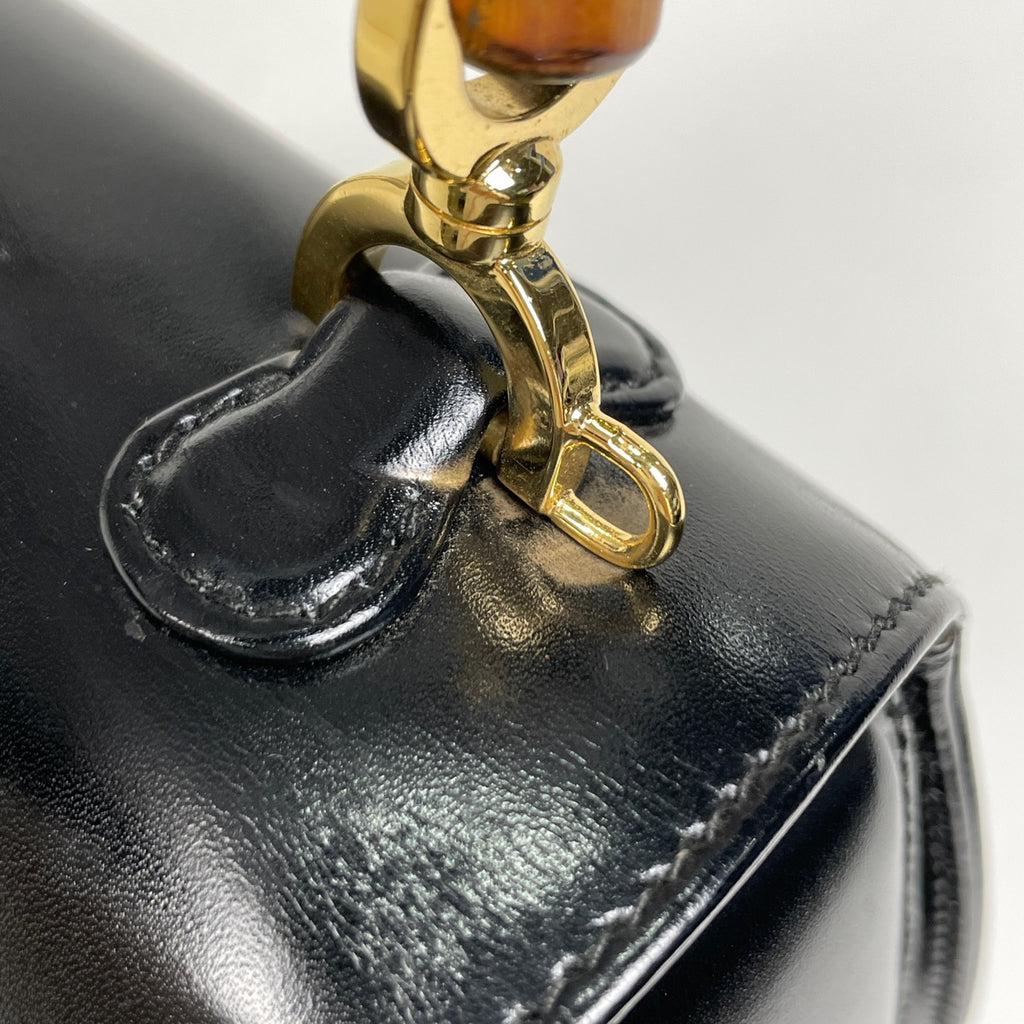 グッチ バンブー ハンドバッグ 2WAY ショルダーバッグ ハンドバッグ レザー ブラック 0002046 レディース 【中古】brbag