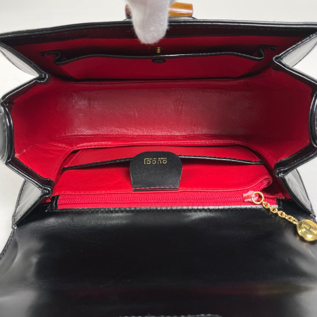 グッチ バンブー ハンドバッグ 2WAY ショルダーバッグ ハンドバッグ レザー ブラック 0002046 レディース 【中古】brbag