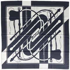 エルメス カレ 90 Clic Clac クリッククラック スカーフ スカーフ シルク ネイビー ホワイト レディース 【中古】brbag