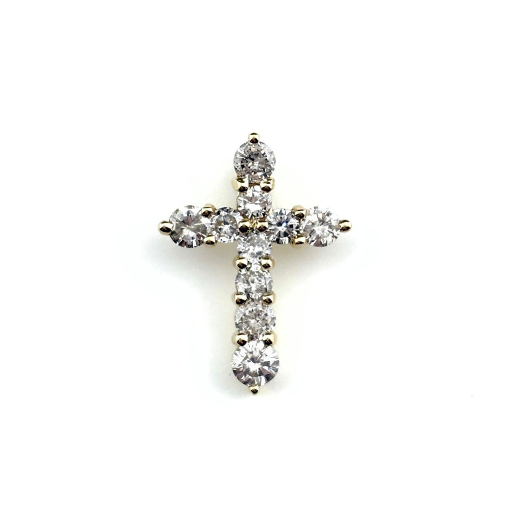 クロスモチーフ ペンダントトップ YG イエローゴールド メレダイヤ 十字架 ペンダントトップ K18 ダイヤモンド レディース ノンブランドジュエリー 【中古】nbjwl