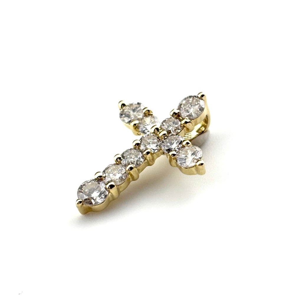 クロスモチーフ ペンダントトップ YG イエローゴールド メレダイヤ 十字架 ペンダントトップ K18 ダイヤモンド レディース ノンブランドジュエリー 【中古】nbjwl