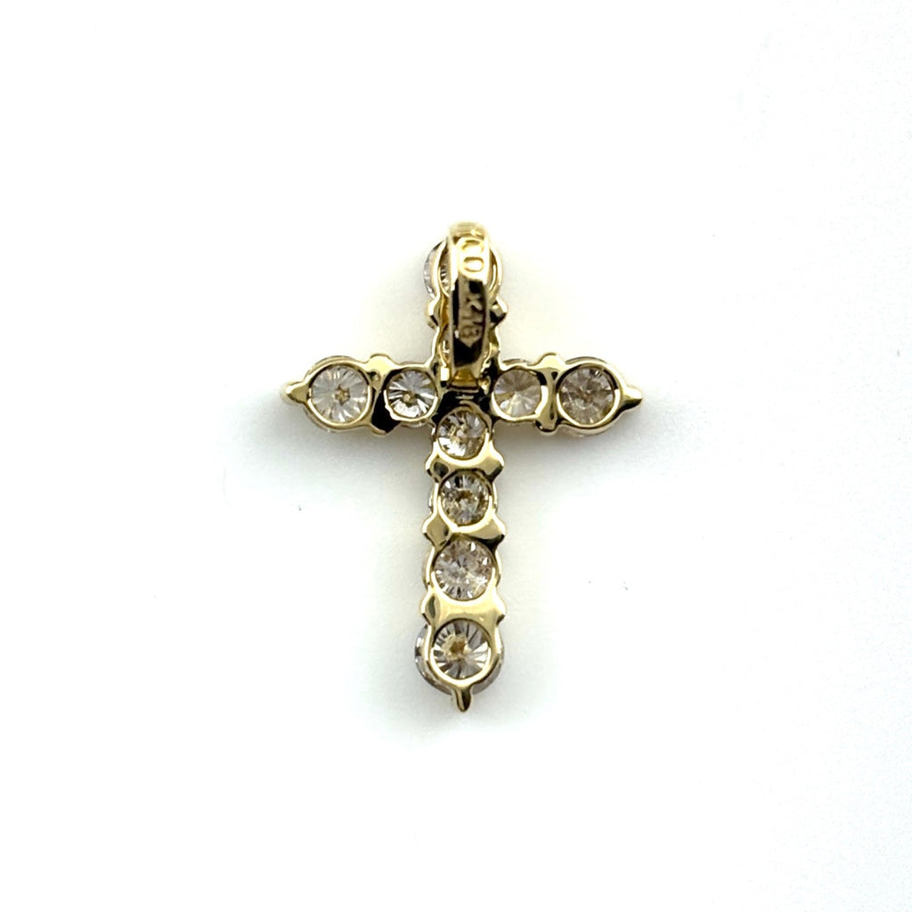 クロスモチーフ ペンダントトップ YG イエローゴールド メレダイヤ 十字架 ペンダントトップ K18 ダイヤモンド レディース ノンブランドジュエリー 【中古】nbjwl