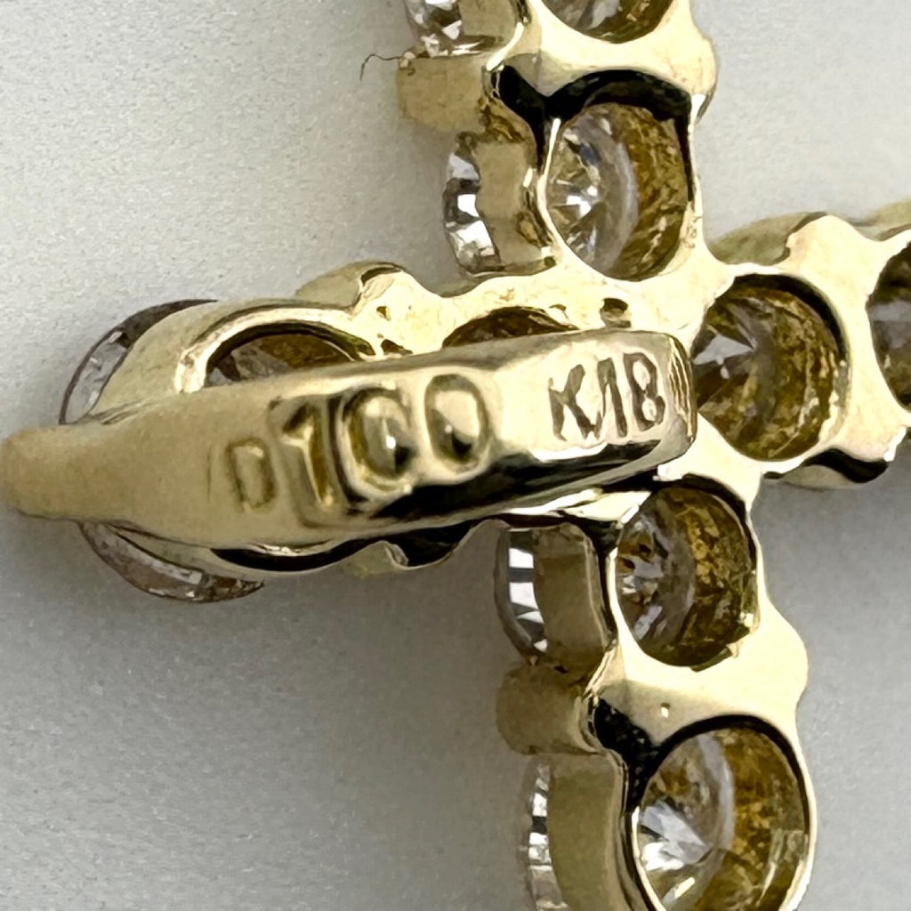 クロスモチーフ ペンダントトップ YG イエローゴールド メレダイヤ 十字架 ペンダントトップ K18 ダイヤモンド レディース ノンブランドジュエリー 【中古】nbjwl