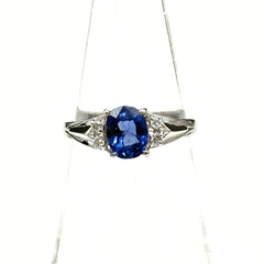 サファイア デザインリング プラチナ 指輪 メレダイヤ リング 11号 Pt900 サファイア ダイヤモンド レディース ノンブランドジュエリー 【中古】nbjwl