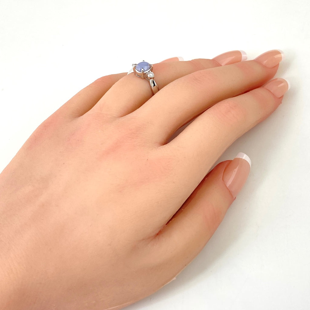 スターサファイア デザインリング プラチナ 指輪 メレダイヤ リング 10.5号 Pt900 スターサファイア レディース 【中古】nbjwl