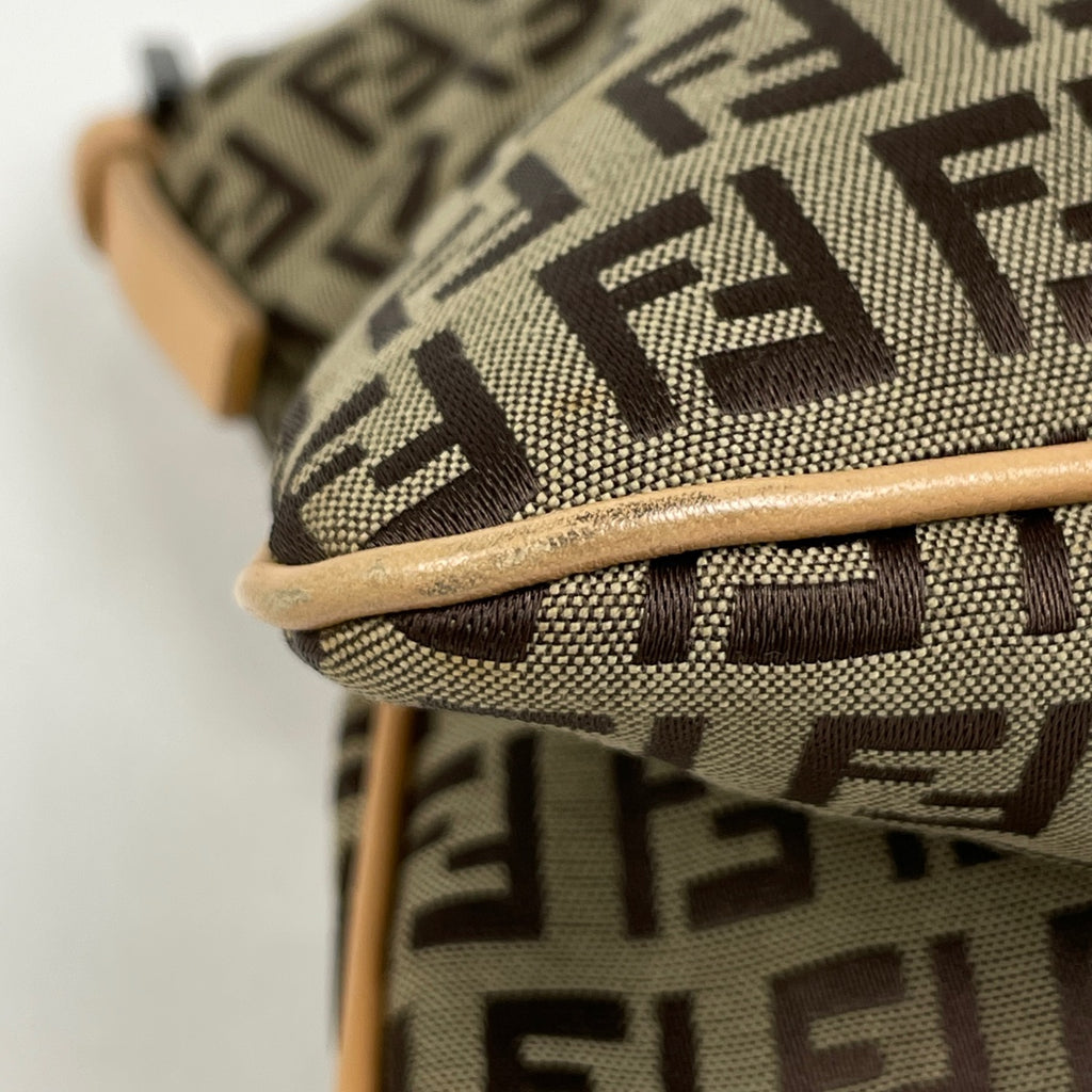 フェンディ ズッキーノ柄 ショルダーバッグ ロゴ ハンドバッグ マンマバゲット 肩掛け ショルダーバッグ キャンバス ベージュ レディース 【中古】brbag