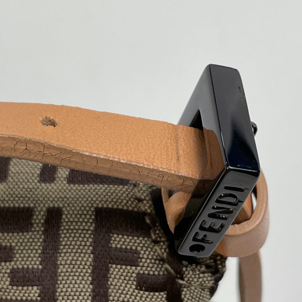 フェンディ ズッキーノ柄 ショルダーバッグ ロゴ ハンドバッグ マンマバゲット 肩掛け ショルダーバッグ キャンバス ベージュ レディース 【中古】brbag