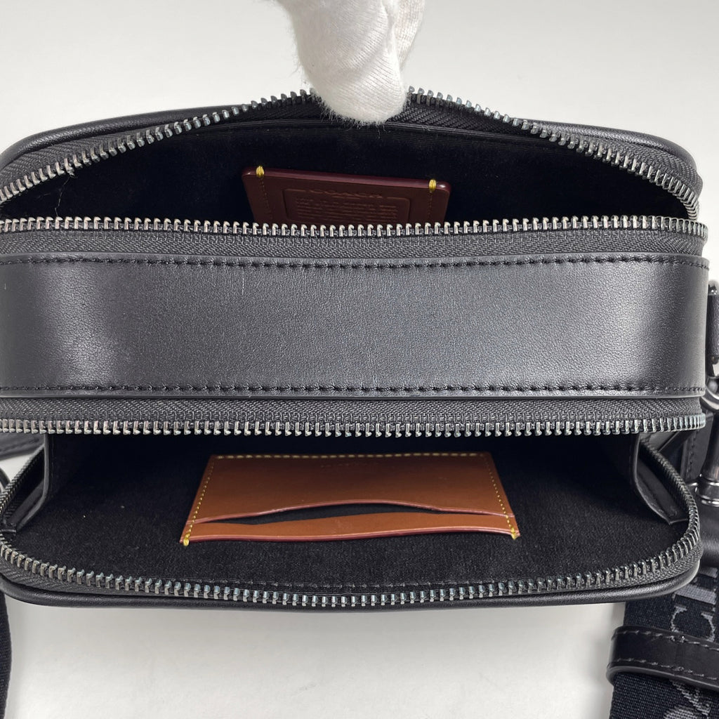 コーチ ワイアット クロスボディ バッグ シグネチャー ショルダーバッグ コーティングキャンバス ブラック グレー レディース 【中古】brbag