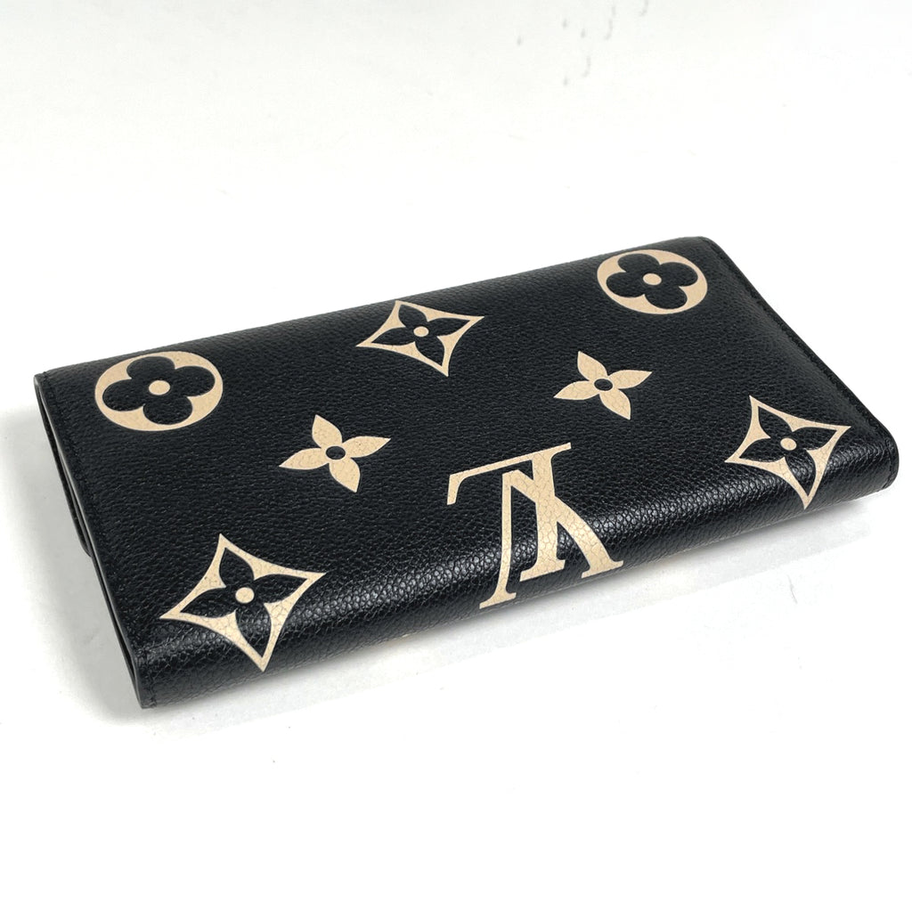 ルイ・ヴィトン ポルトフォイユ サラ バイカラー 二つ折り 長財布 モノグラムアンプラント ノワール(ブラック) ベージュ M80496 レディース 【中古】brbag