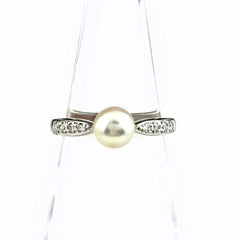 ミキモト パール デザインリング プラチナ 指輪 メレダイヤ 真珠 リング 11号 Pt950 パール ダイヤモンド レディース ブランドジュエリー 【中古】brjwl