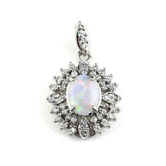 オパール デザインペンダントトップ ペンダントトップ Pt900 オパール ダイヤモンド レディース ノンブランドジュエリー 【中古】nbjwl