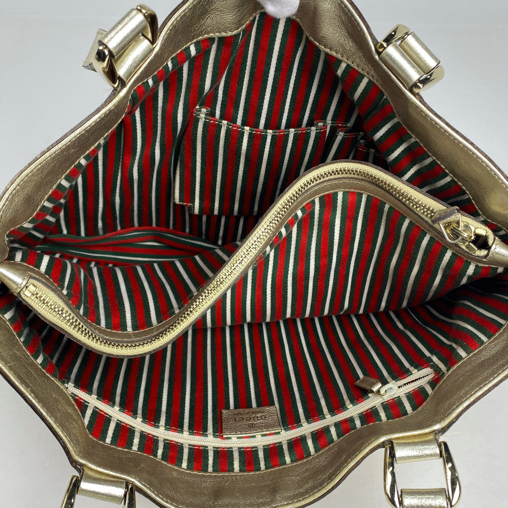 グッチ GG柄 トートバッグ ハンドバッグ アビー トートバッグ GGキャンバス ベージュ ゴールド 170004 レディース 【中古】brbag