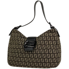 フェンディ ズッキーノ柄 ショルダーバッグ ロゴ ハンドバッグ 肩掛け ワンショルダー ショルダーバッグ キャンバス ブラウン 8BR036 レディース 【中古】brbag