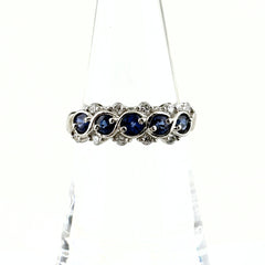 サファイア デザインリング プラチナ 指輪 メレダイヤ リング 14号 Pt900 サファイア ダイヤモンド レディース ノンブランドジュエリー 【中古】nbjwl