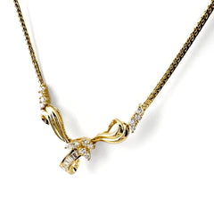 メレダイヤ デザインネックレス YG イエローゴールド ペンダント ネックレス K18 ダイヤモンド レディース ノンブランドジュエリー 【中古】nbjwl