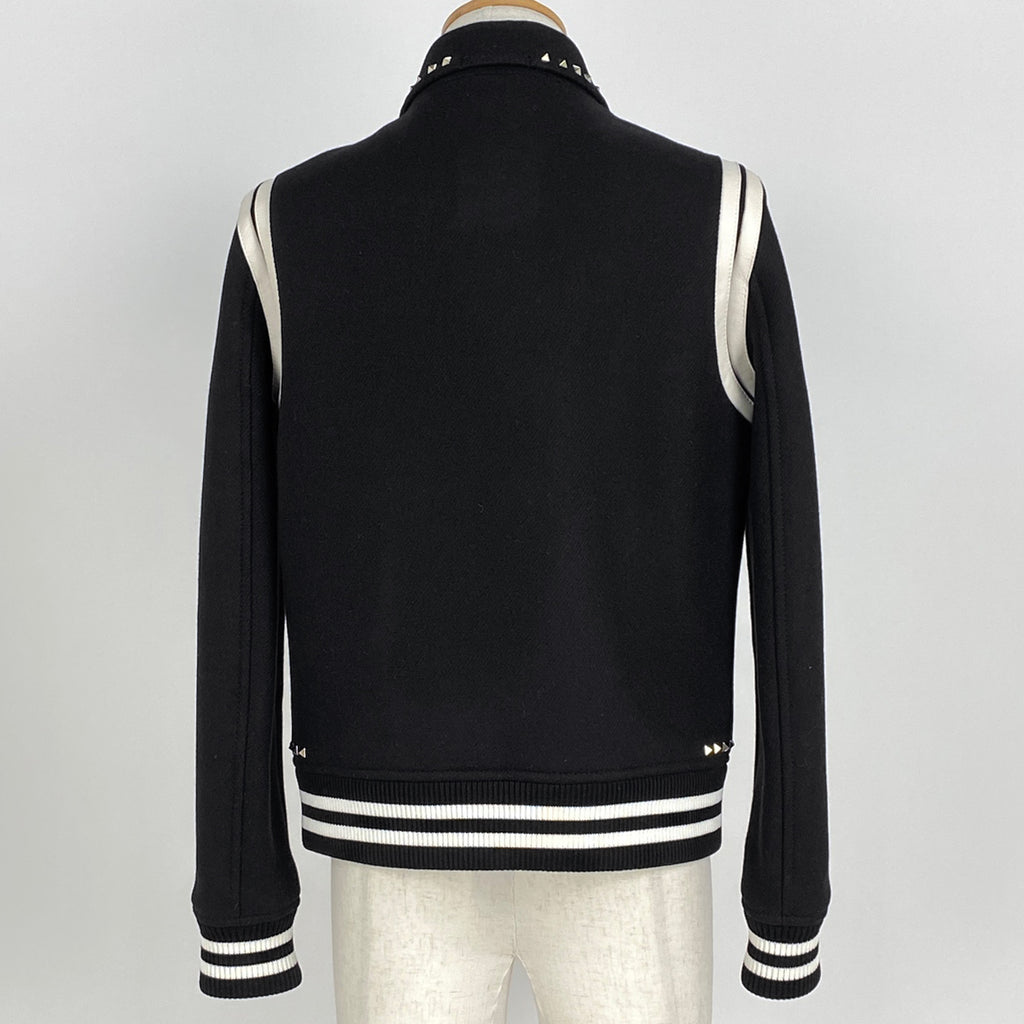 ヴァレンチノ ロックスタッズ テディジャケット ブルゾン スタジャン レオパード柄 アウター その他ジャケット 毛 ブラック ホワイト メンズ 【中古】brapp