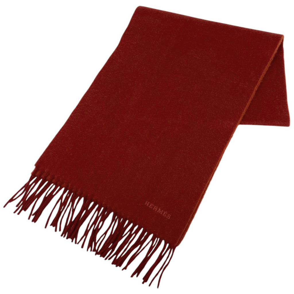 エルメス ロゴ マフラー フリンジ マフラー カシミヤ レッド レディース 【中古】brbag