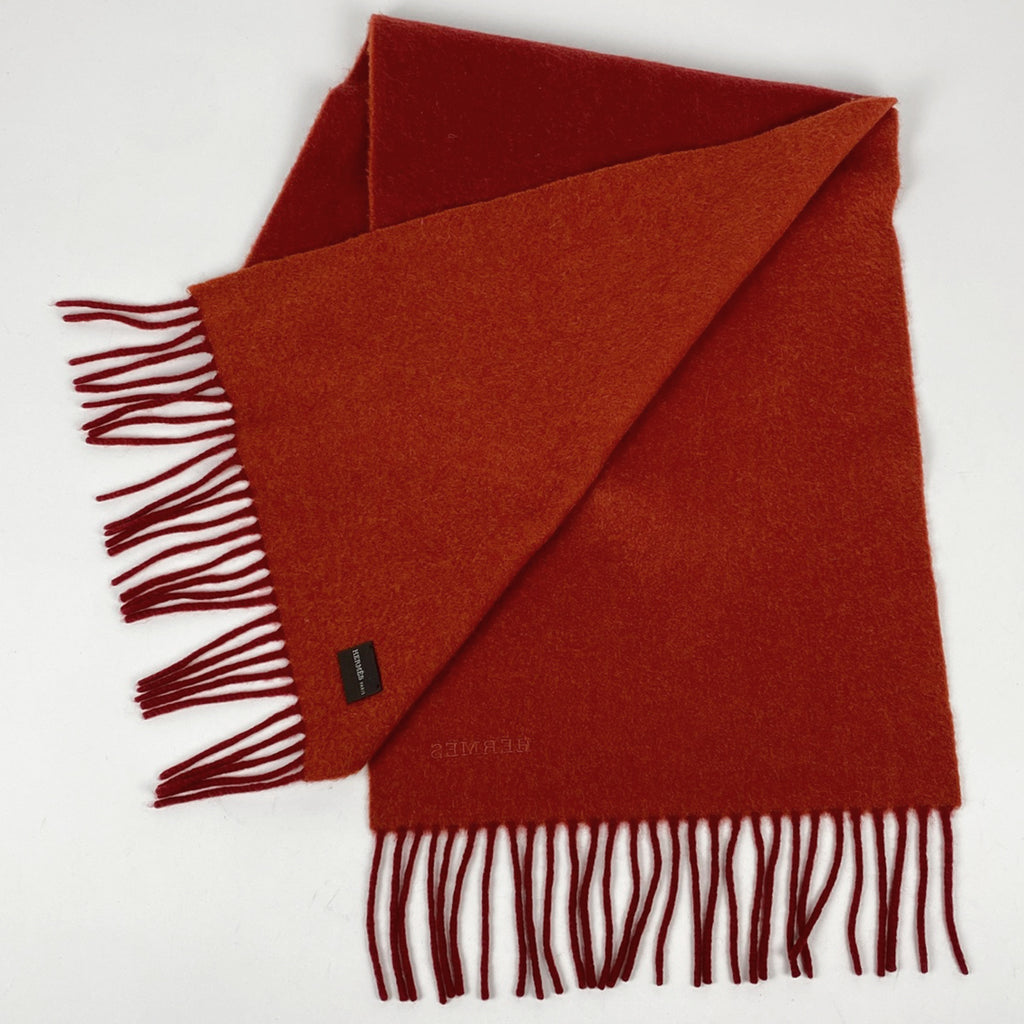 エルメス ロゴ マフラー フリンジ マフラー カシミヤ レッド レディース 【中古】brbag
